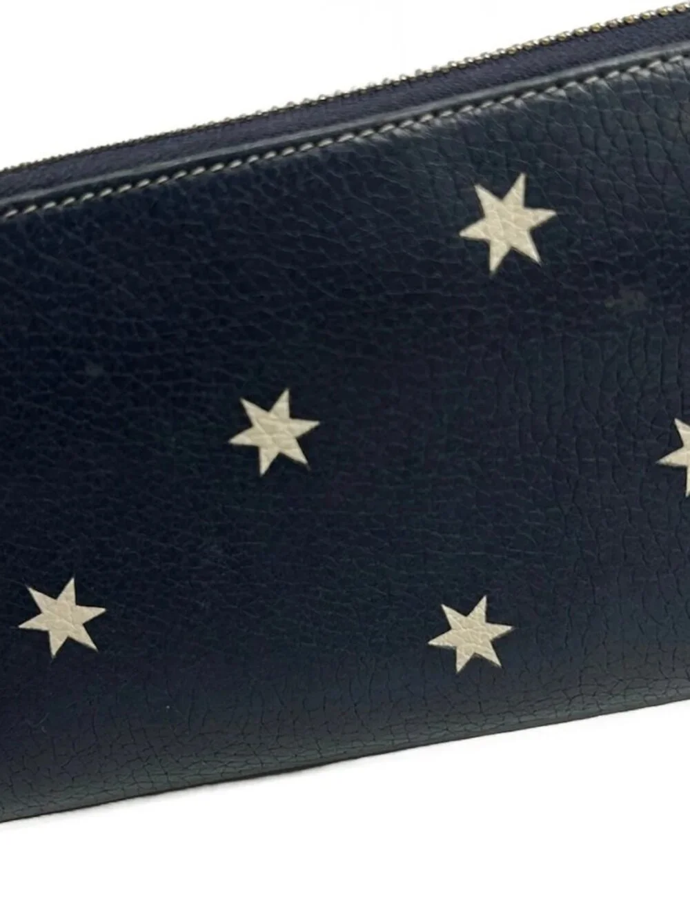 LOEWE Zip Around Wallet Stars Navy Cream Leather Long Wallet